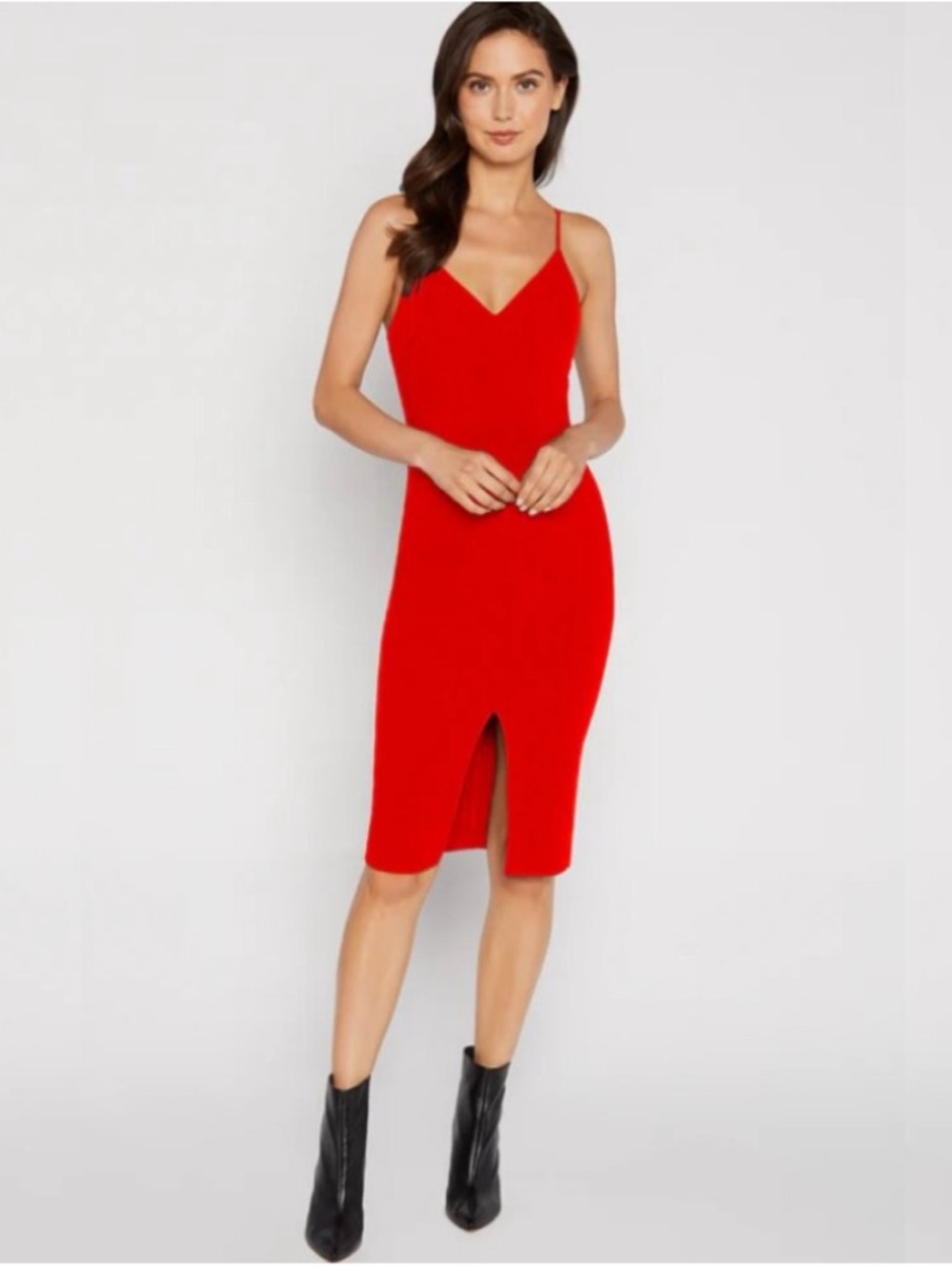 REVOLVE Likely The Brooklyn Dress in Scarlet Red size 6 Midi Vneck Strappy